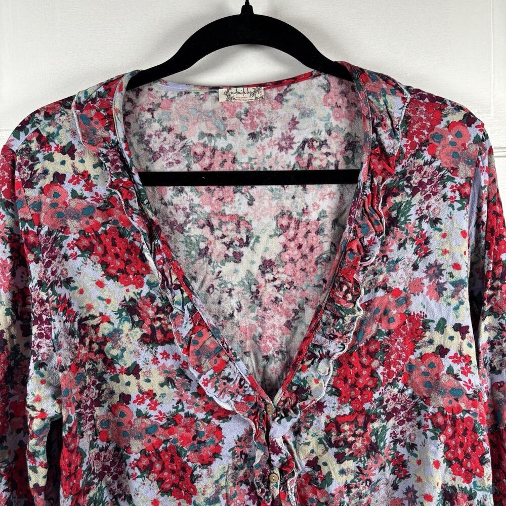 Free People Heat‎ Wave Bodysuit Rose Garden Floral Size M Long bell sleeve - Picture 2 of 5